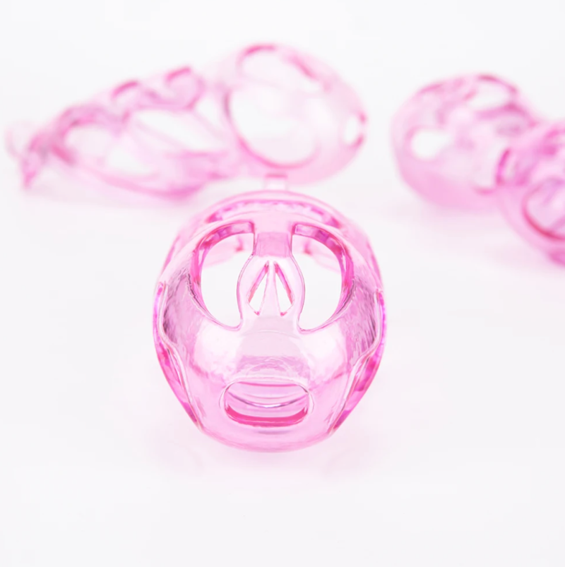 Transparent Pink Cobra Chastity Cage: Lightweight Male Chastity Device