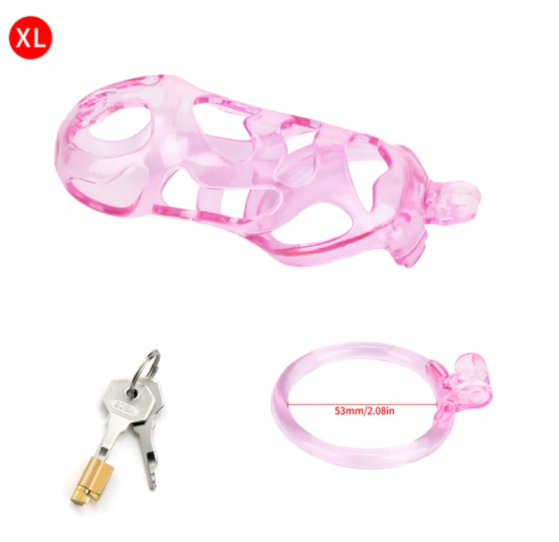 Transparent Pink Cobra Chastity Cage: Lightweight Male Chastity Device