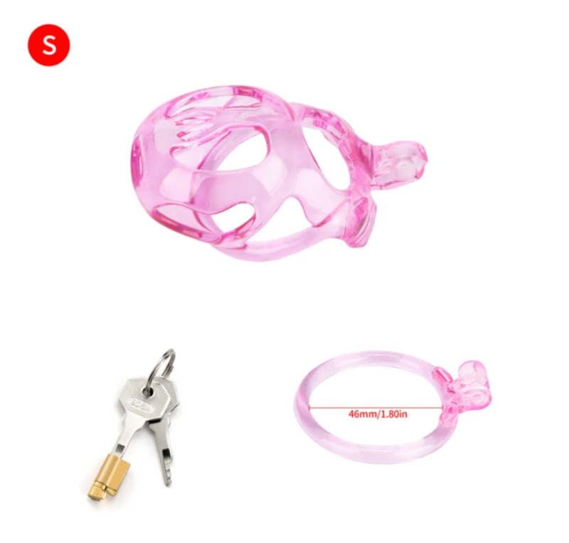 Transparent Pink Cobra Chastity Cage: Lightweight Male Chastity Device