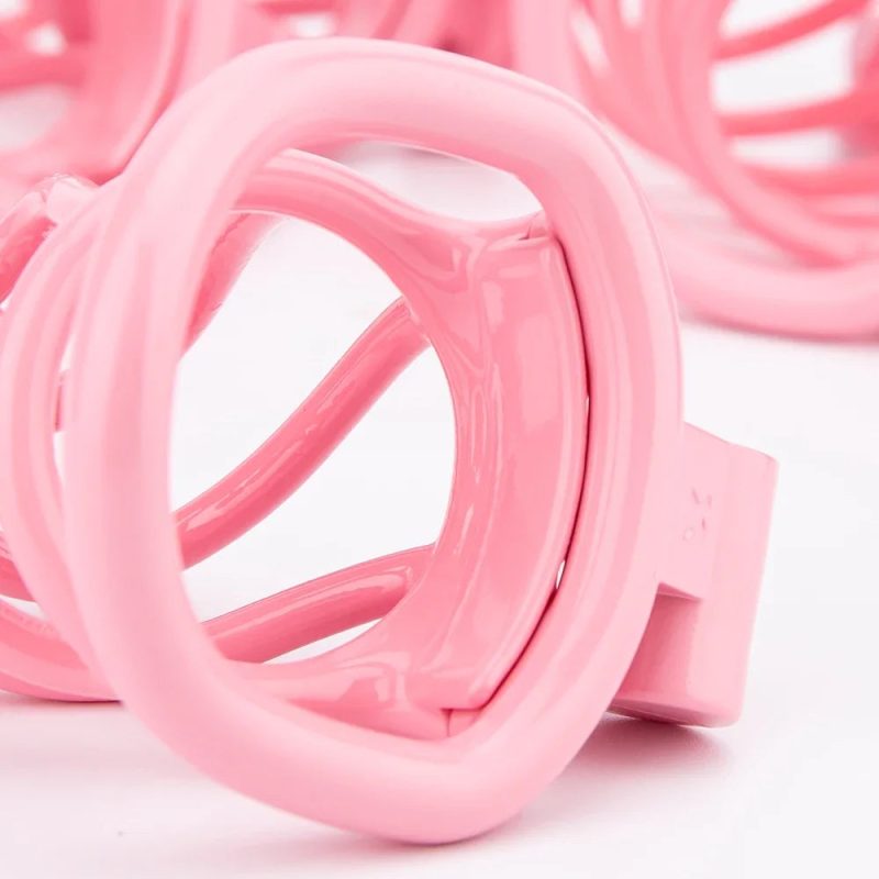 lightweight 3D printed Pink chastity cage with hollow design