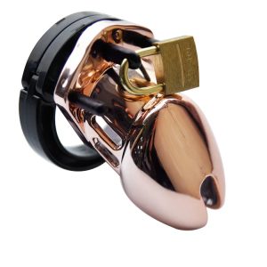 Rose Gold Male Chastity Cage Long /Short Plastic Lock Cock Cage With 5 Rings