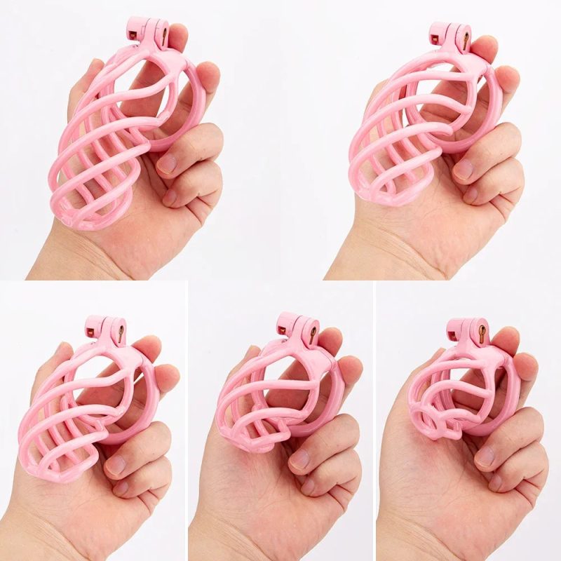 lightweight 3D printed Pink chastity cage with hollow design