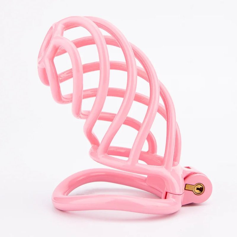 lightweight 3D printed Pink chastity cage with hollow design