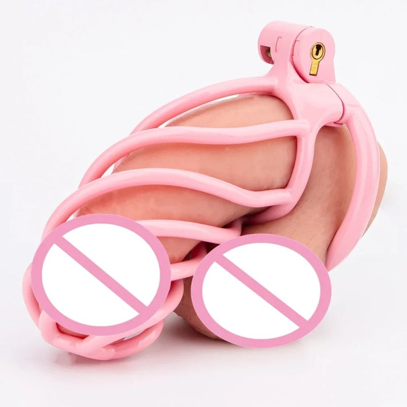 lightweight 3D printed Pink chastity cage with hollow design